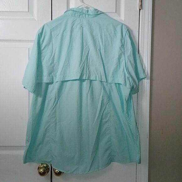 Magellan Outdoor Fish Gear Relaxed Fit light mint button down shirt  Sz 3X EUC - Picture 5 of 5